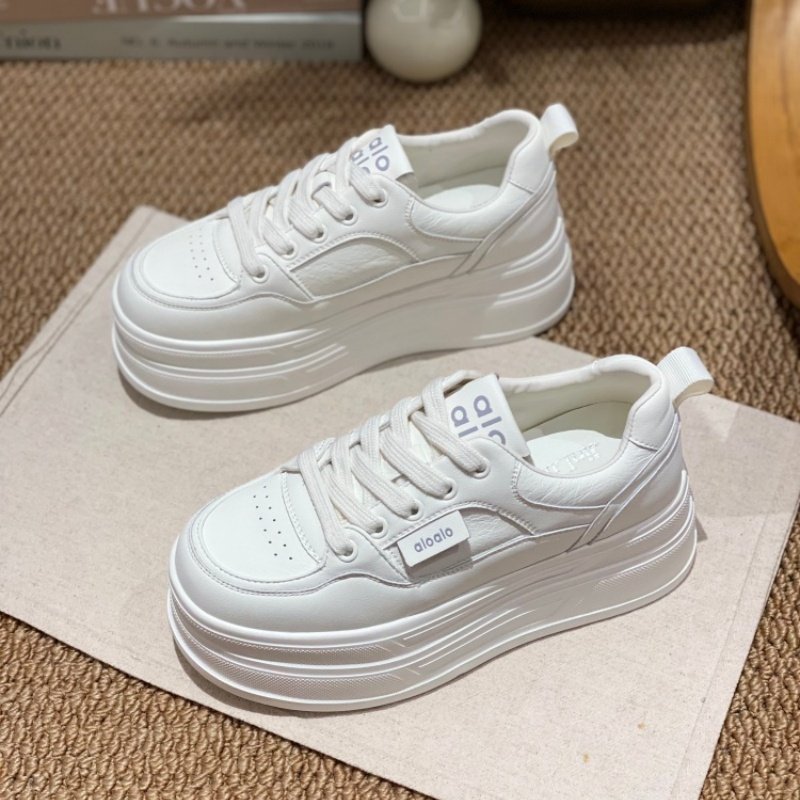 2026春季新款休闲风厚底小白鞋女圆头防滑系带增高百搭松糕板鞋女,女鞋,时尚休闲鞋,淘宝优惠券,粉丝福利购,淘宝优惠卷