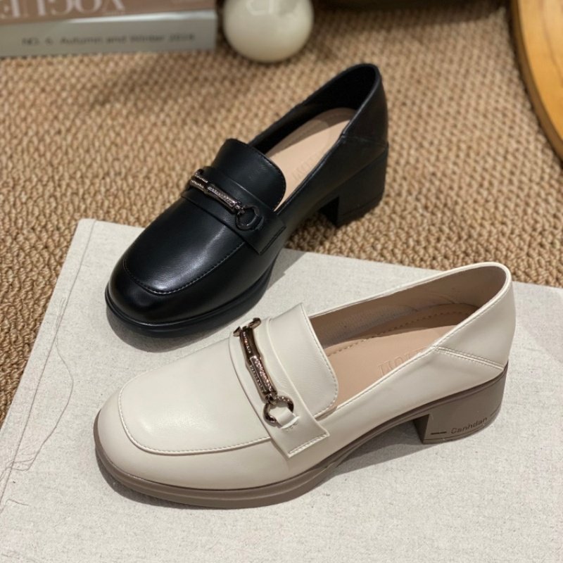 英伦风金属扣乐福鞋女2026春季粗跟深口方头一脚蹬通勤百搭单鞋女,女鞋,深口单鞋,淘宝优惠券,粉丝福利购,淘宝优惠卷