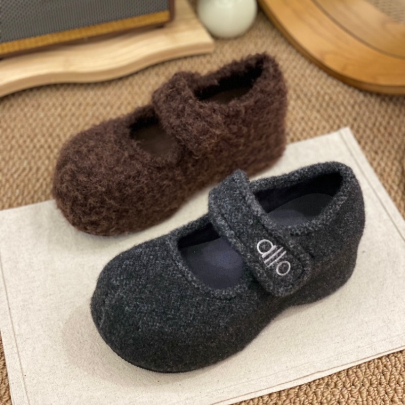 勃肯鞋女2025冬季新款毛毛鞋魔术贴一字带玛丽珍百搭舒适休闲鞋女