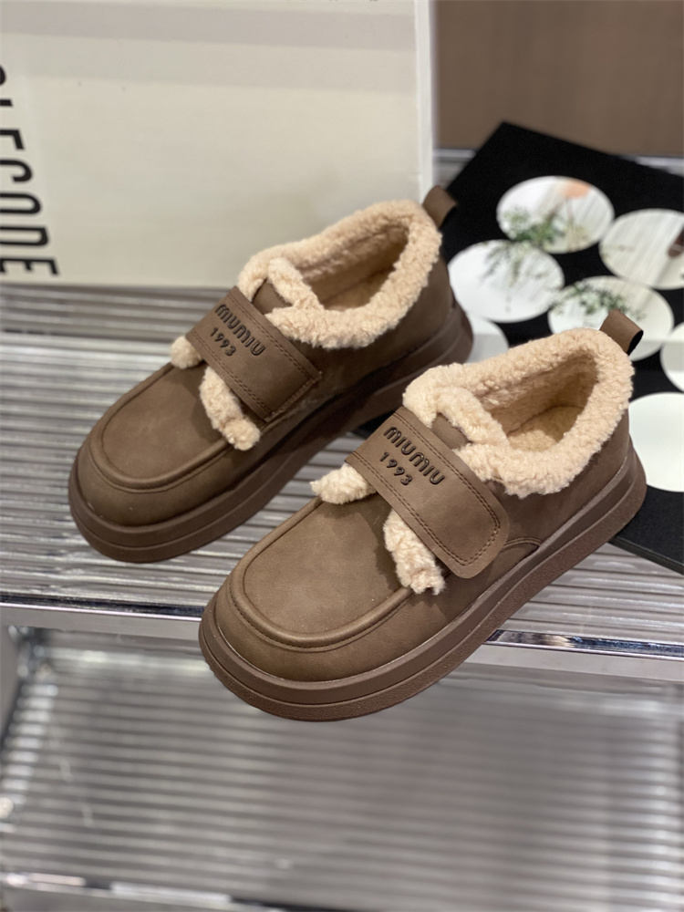 厚底加绒魔术贴保暖棉鞋乐福鞋