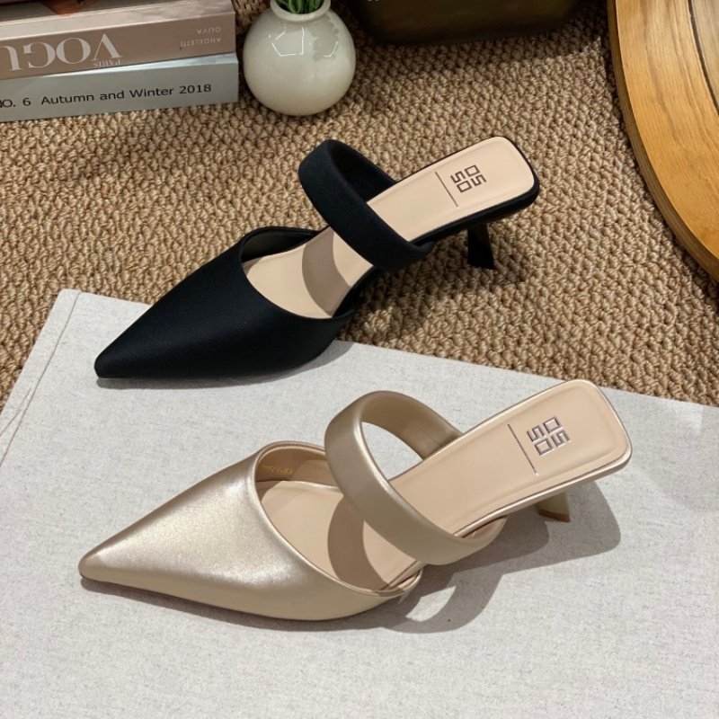 尖头包头半拖鞋女2026新款春季深口法式百搭气质外穿粗跟单鞋女款,女鞋,深口单鞋,淘宝优惠券,粉丝福利购,淘宝优惠卷