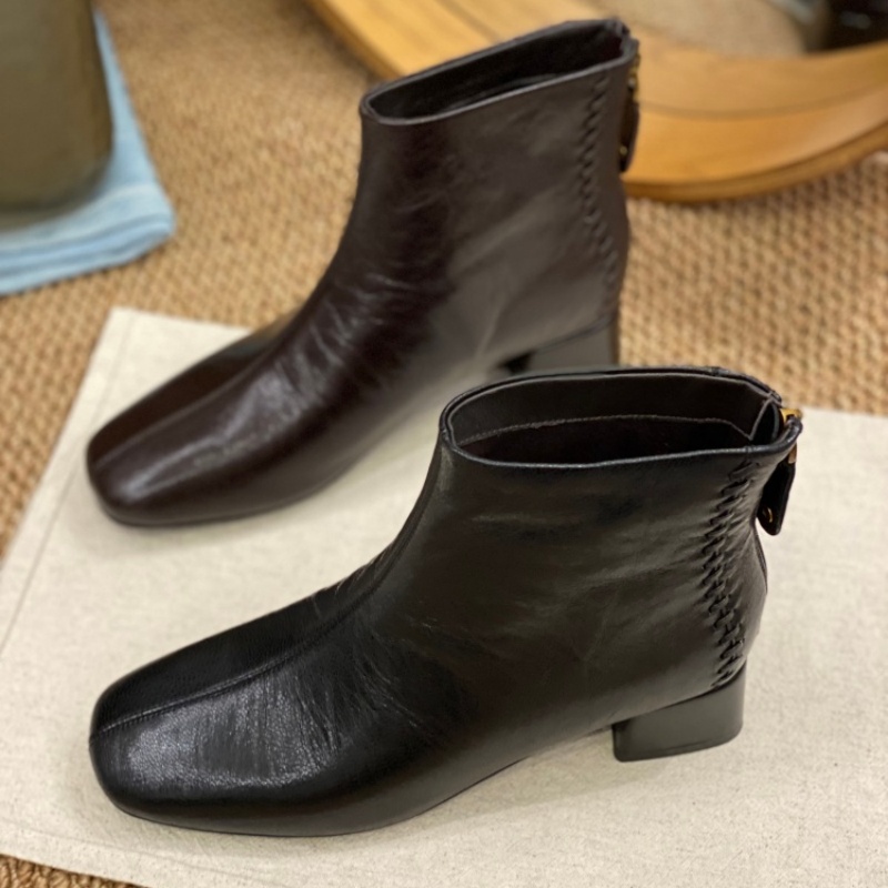 马丁靴女款2025新款时尚圆头厚底英伦风休闲加绒系带复古舒适短靴