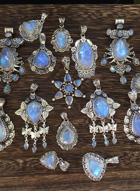 宫廷风拉丝纯银月光石尼泊尔手工