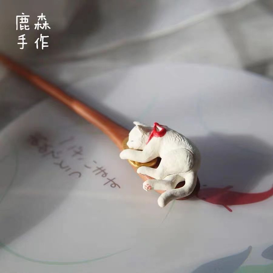 【猫式神】原创猫咪可盘发木簪汉服簪子旗袍简约清新发簪头饰可爱