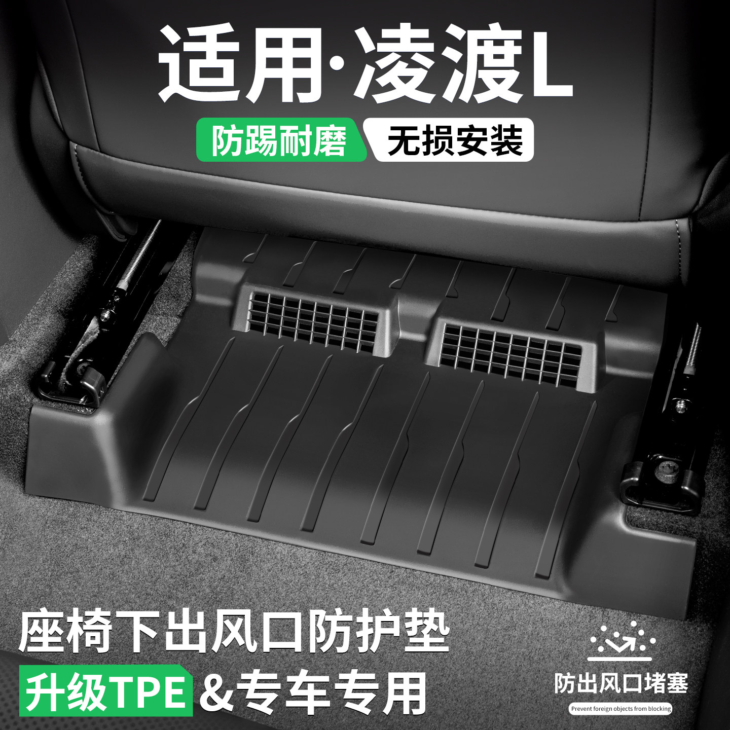适用凌渡L座椅下出风口防踢脚垫