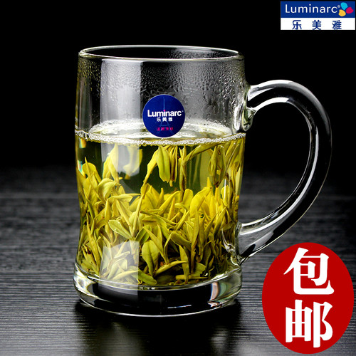 乐美雅玻璃杯家用茶杯带把水杯