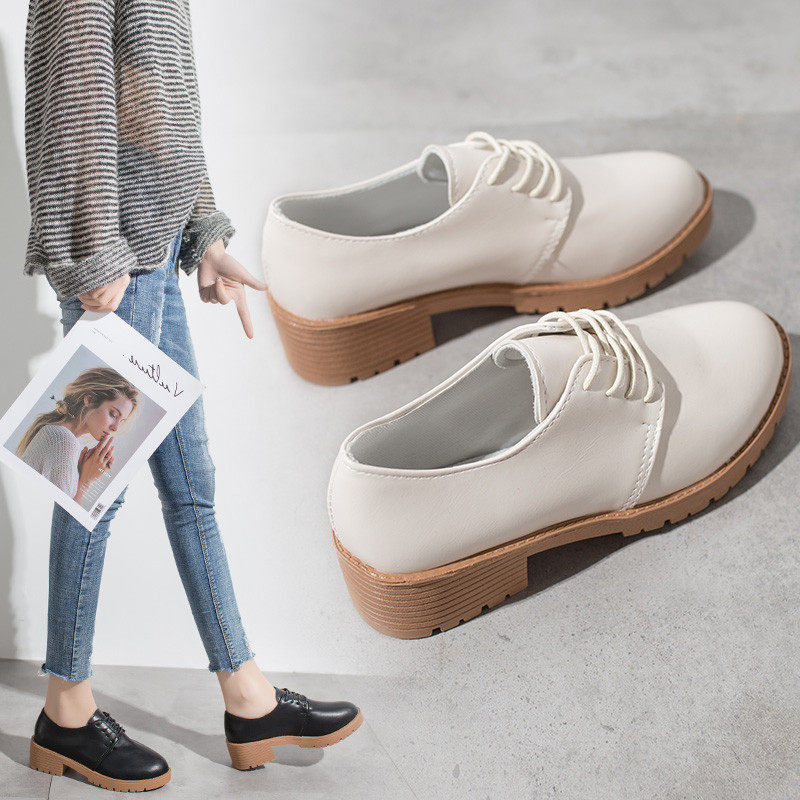 粗跟单鞋女春2019新款鞋子英伦复古韩版百搭学院风淑女网红小皮鞋在类目 女鞋, 低帮鞋中 - 来自Buy2taobao.com提供专业的淘宝代购服务