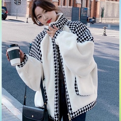 冬季羊羔毛外套女2025新款高级感加绒小个子休闲宽松夹棉加厚棉衣