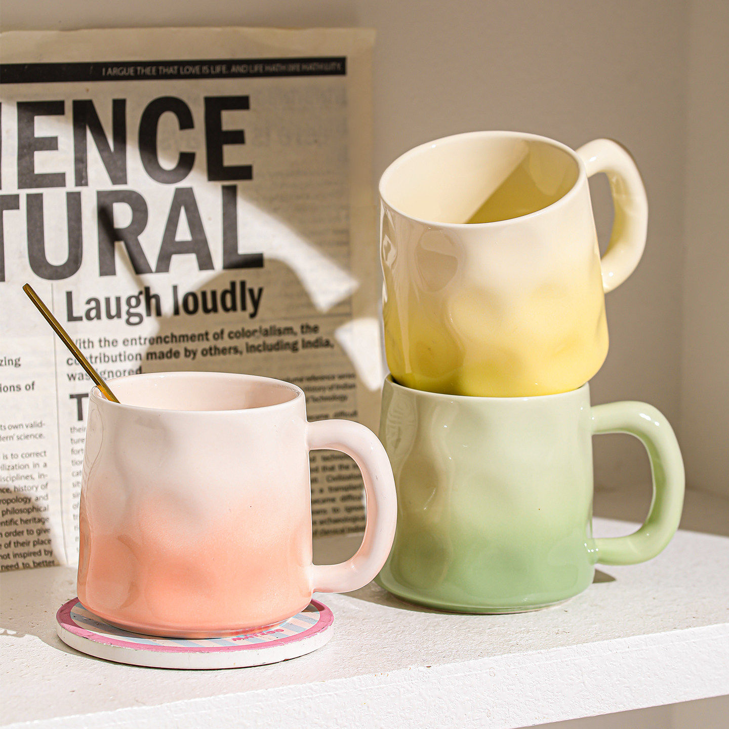 渐变马克杯陶瓷杯家用高颜值喝水杯子女生办公室早餐杯牛奶咖啡杯