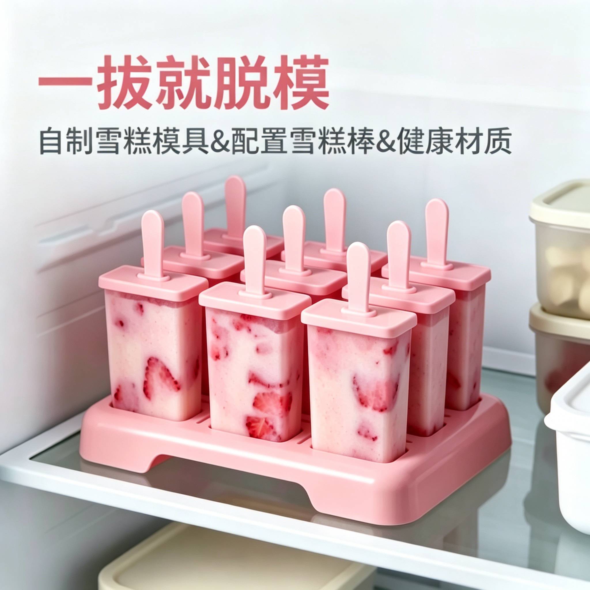 雪糕模具食品级家用多支装做冰棍冰棒冰淇淋的磨具冻冰块盒制冰盒