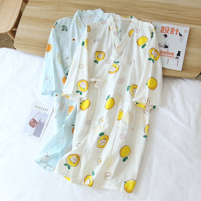纯棉纱布夏季和服睡衣情侣家居服