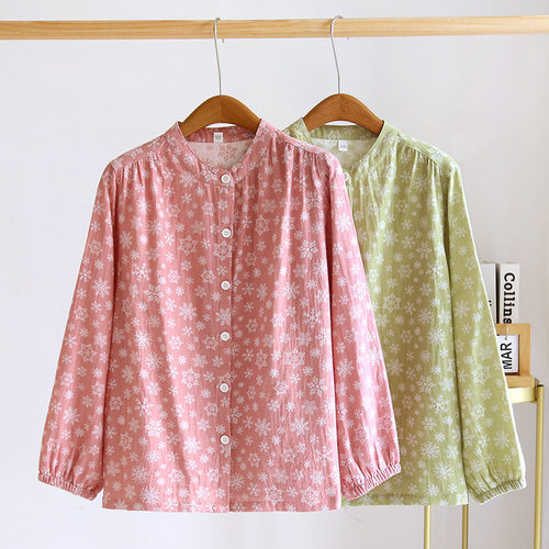 纯棉色织上衣长袖睡衣春秋家居服