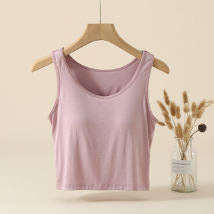 弹力内搭 夏季 莫代尔文胸女士露脐背心无痕吊带打底衫 上衣宽松无袖