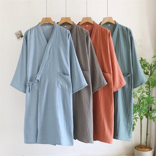 纯棉汉服睡衣和服睡袍男春秋夏季
