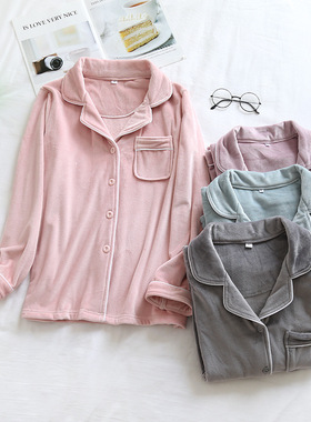 海岛绒单件睡衣女上衣秋冬季珊瑚绒法兰绒长袖保暖家居服宽松大码