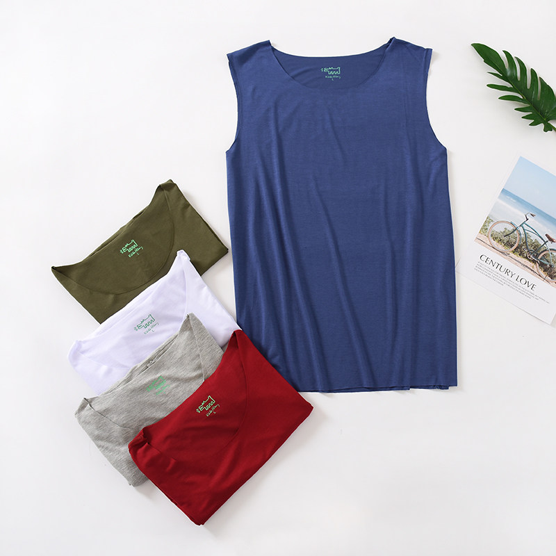 莫代尔无痕加大码运动风坎肩汗衫