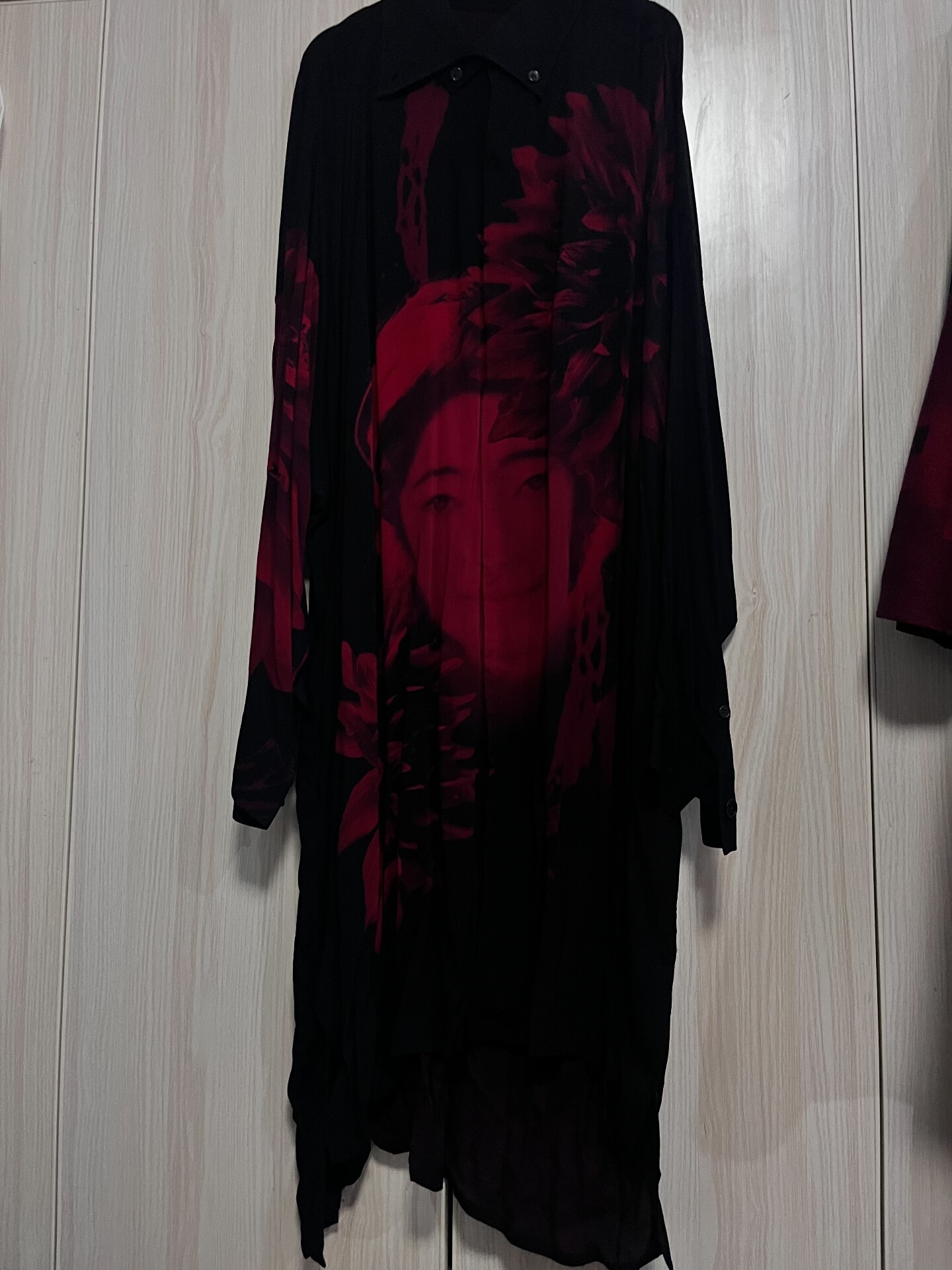 Yohji Yamamoto Black Floral Portrait Shirt Coat
