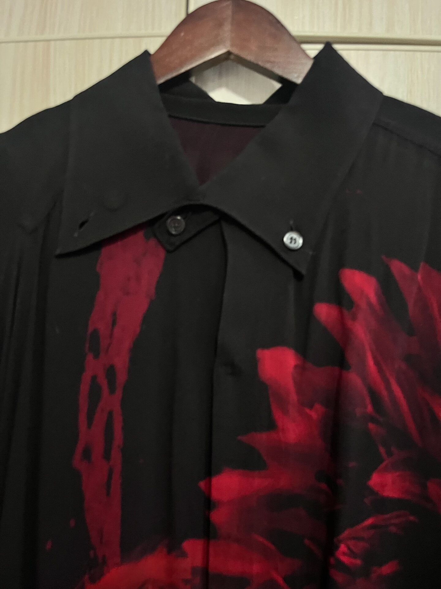 Yohji Yamamoto Black Floral Portrait Shirt Coat — front