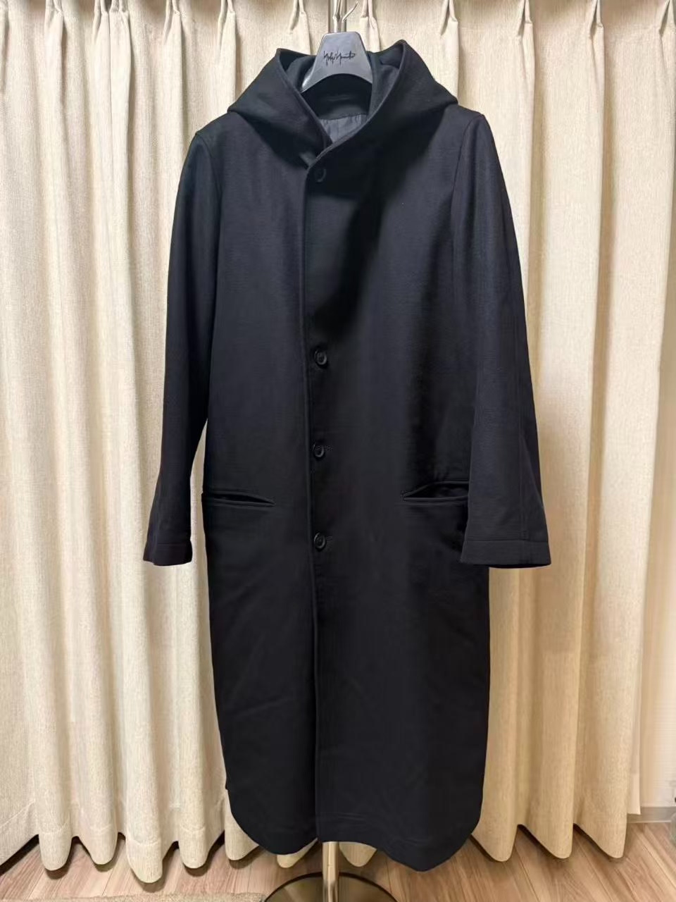 Yohji Yamamoto Black Long Hooded Coat