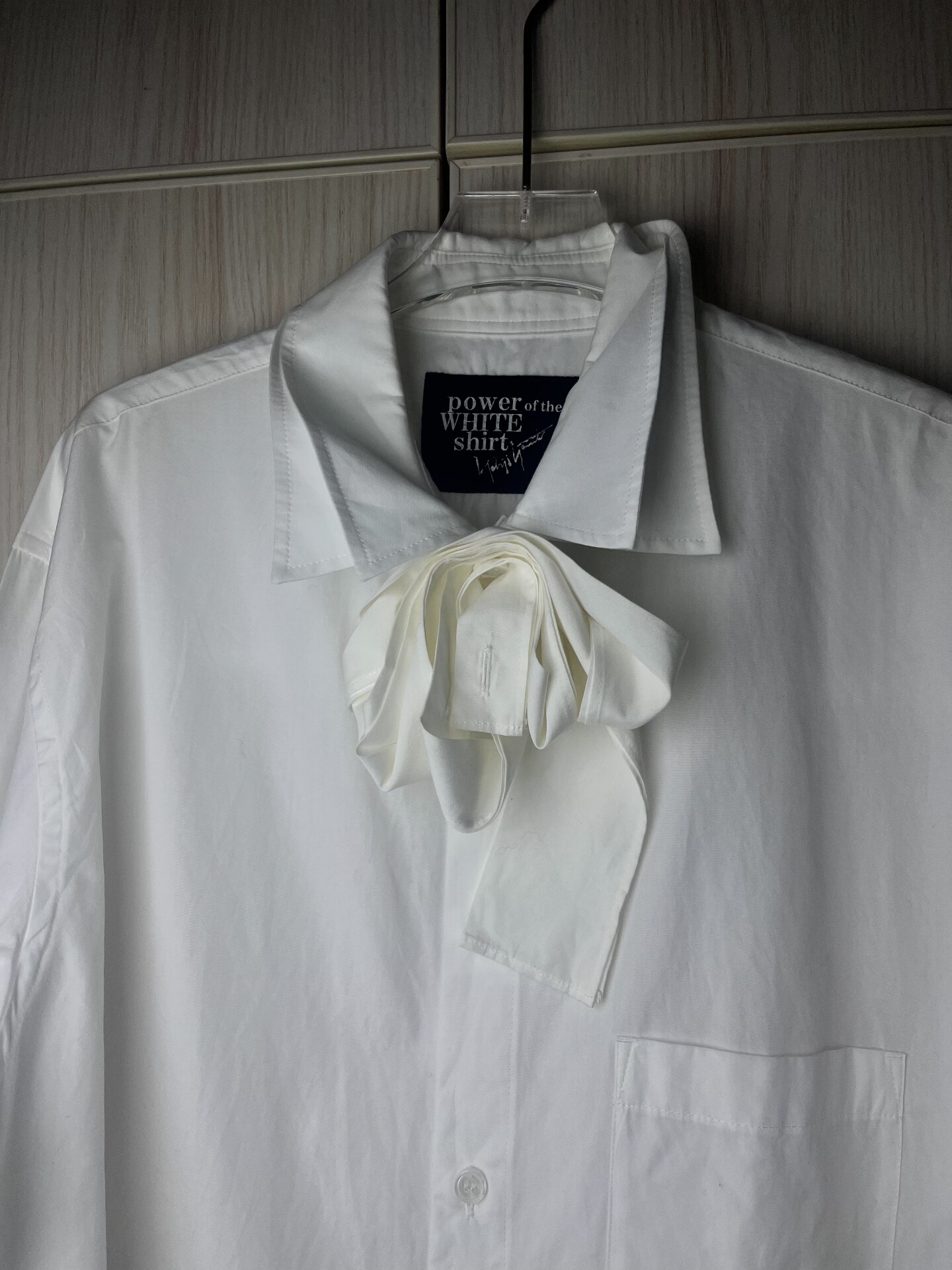 Yohji Yamamoto 22AW Double Scarf Collar Shirt — detail