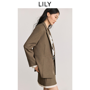 老钱西LILY2025春植物系拼接欧根纱易打理通勤高级感西装 外套女