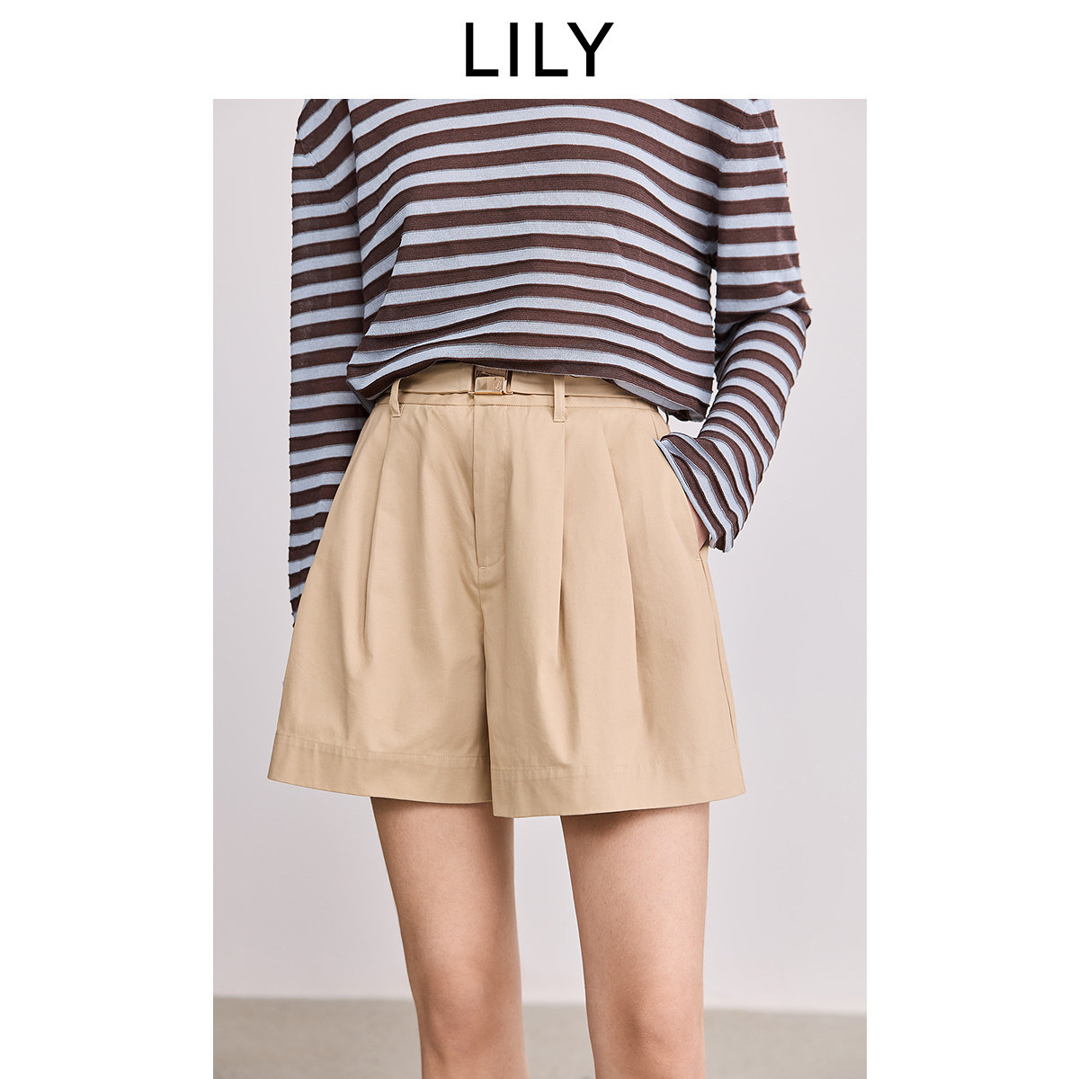 【商场同款】LILY2025春新款全棉宽松高腰百搭休闲裤短裤女裤子,女装/女士精品,休闲裤,淘宝优惠券,粉丝福利购,淘宝优惠卷