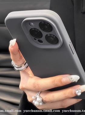 炭灰色软糯液态硅胶15适用13小米14pro手机壳红米K60至尊版ultra全包镜头k70肤石墨黑简约高级感小众冷淡风T