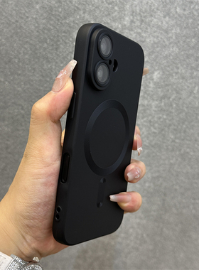 纯黑色MagSafe磁吸适用S24ultra三星S23+手机壳S22ultra超薄S21磨砂S20FE软硅胶全包男士plus可无线充电note