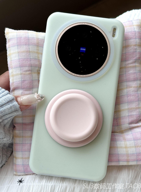 奶油绿色磁吸支架适用IQOO13/12手机壳vivo液态硅胶IQOOneo10/9s无线充电pro软Z9Turbo果冻+淡青色半透明x200
