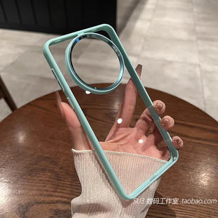 淡青色撞色边框适用vivoX200高清透明亚克力X200pro mini简约高级感不发黄全包网红金属镜头框绿大孔不包镜头