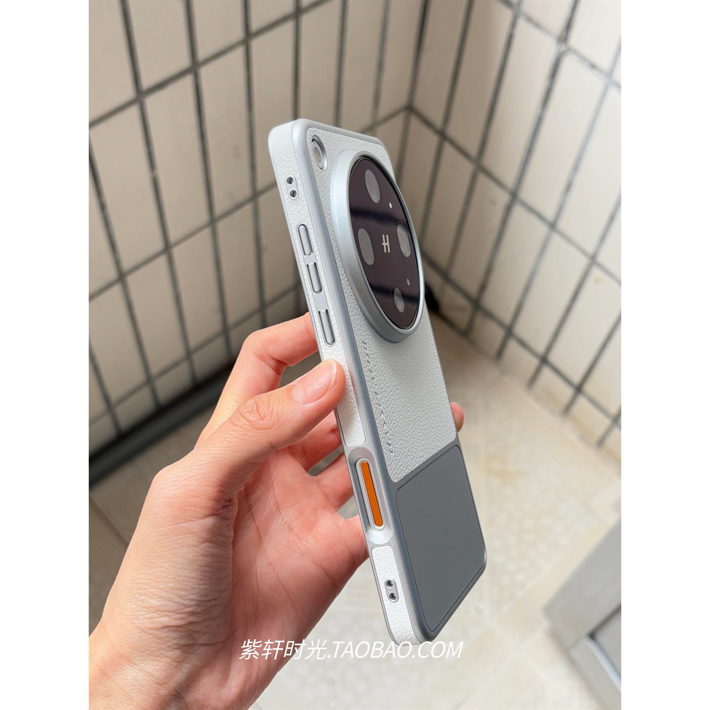 灰白拼接素皮荔枝纹浮雕颗粒适用OPPOFindx9ultra手机壳vivoX300Ultra轻奢高档小众简约防滑散热
