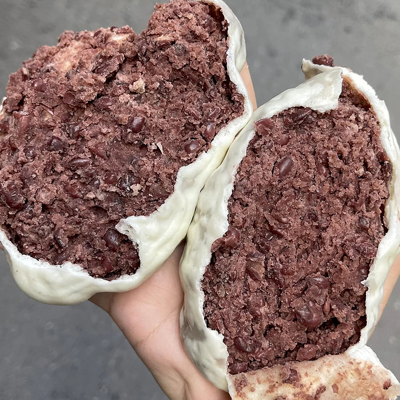 手工纸皮豆沙包薄皮红豆豆包馒头山东早餐速食速冻面点加热蒸煮吃
