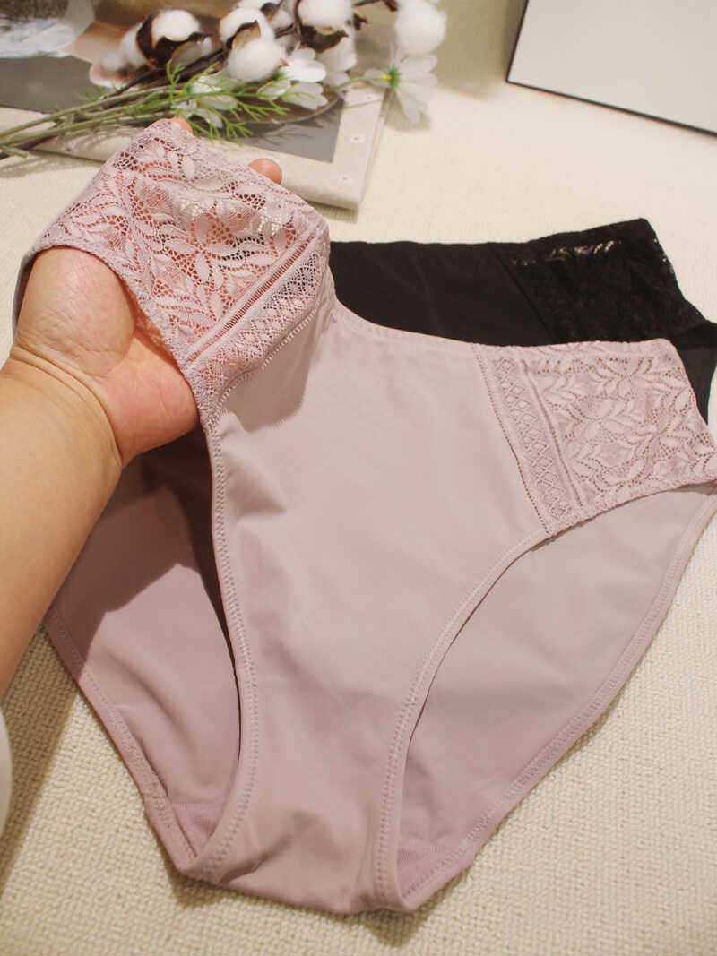 夏季轻薄基础光面包臀中高腰高叉加大码胖mm三角内裤女底裆抗菌