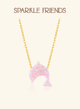 原创设计师小众粉色海豚项链