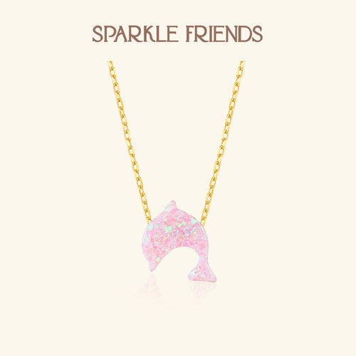 原创设计师小众粉色海豚项链