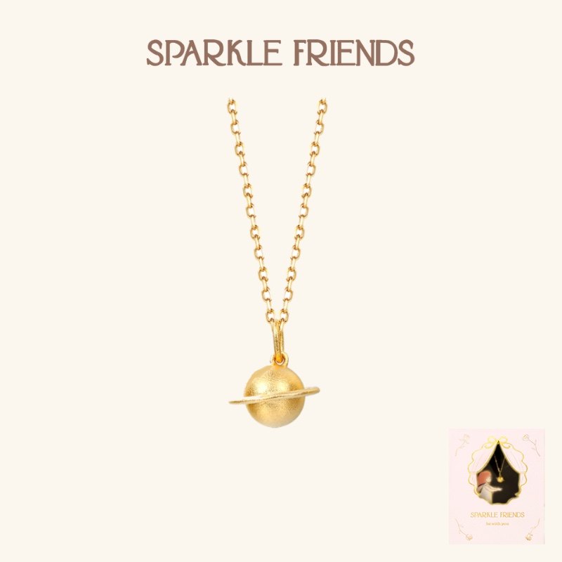 SparkleFriends设计师小众原创立体土星球纯银宇宙项链送女生礼物