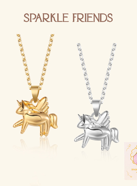 「爱与守护」原创小众独角兽项链银镀金锁骨链高级感送女友礼物