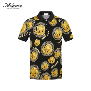 AOLAMA奥拉玛男装夏新款印花潮流翻领T恤083352658
