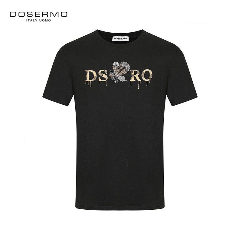 DOSERMO丹西摩轻奢男装春夏潮流烫钻蝴蝶纯棉T恤短袖060242251