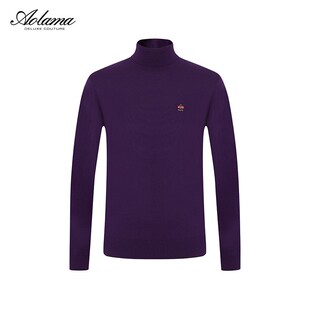 奥拉玛男装高领秋冬纯色蜜蜂刺绣毛衣青年潮羊毛衫080323131