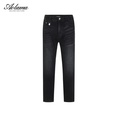 AOLAMA奥拉玛男士秋新款高档烫钻水洗直筒牛仔裤080553119