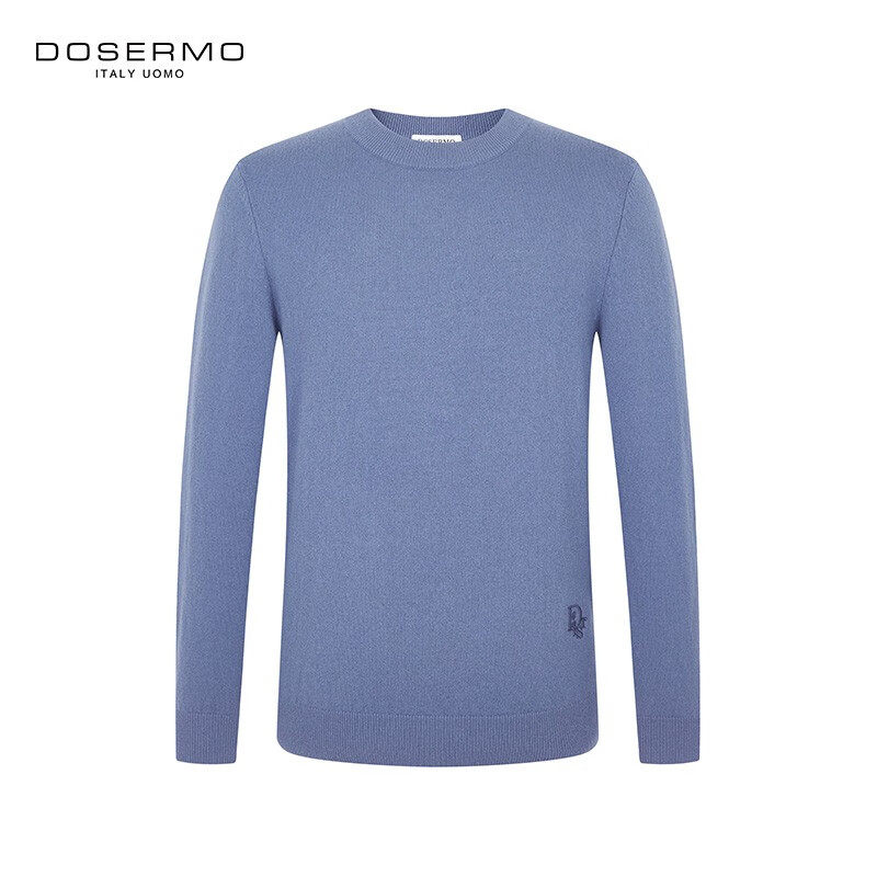 丹西摩（DOSERMO）轻奢羊毛衫男圆领厚羊绒衫精致刺绣点缀秋冬打