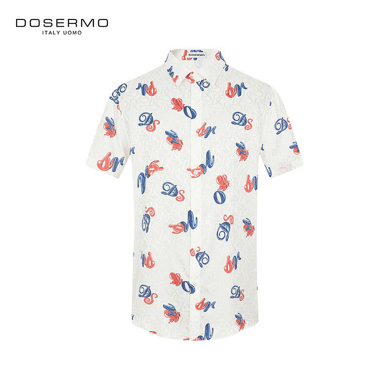 DOSERMO丹西摩男装夏新款提花桑蚕丝通勤短袖衬衫060952125