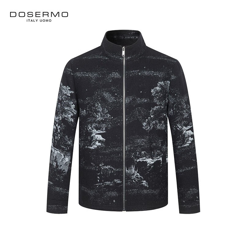 丹西摩轻奢男装立领毛料茄克外套