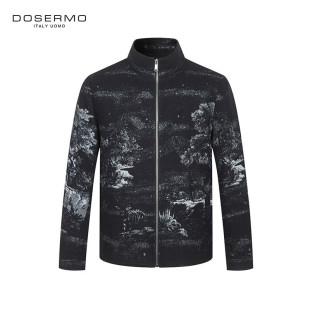 丹西摩（DOSERMO）轻奢男装立领毛料茄克外套秋冬夹克外套
