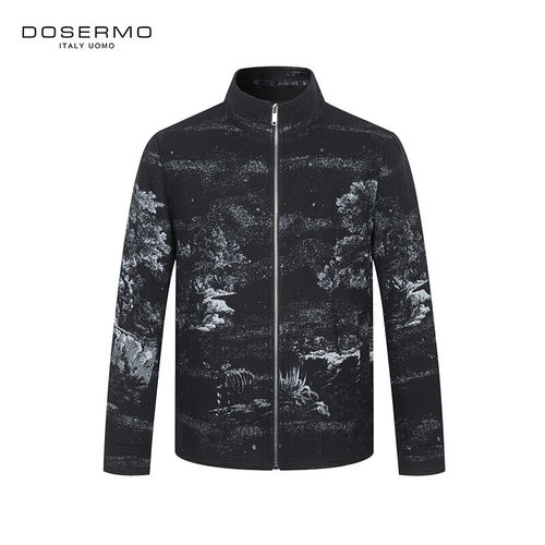 丹西摩轻奢男装立领毛料茄克外套