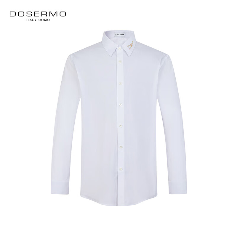 丹西摩(DOSERMO)轻奢男装经典长袖衬衫刺绣字母设计衬衣