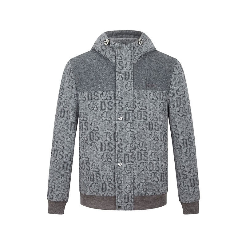 羊毛中长冬季商务绅士浅灰提花