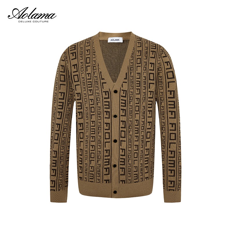 AOLAMA奥拉玛男装轻奢秋季外搭开衫潮流羊毛衫外套080343270