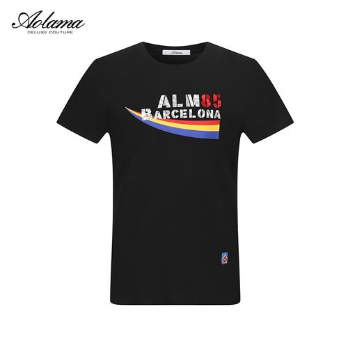 AOLAMA奥拉玛男装夏季青春休闲字母印花修身圆领短袖T恤半袖